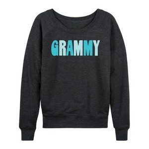 Women's - Instant Message - Grammy Lightweight French Terry Wide Neck Long Sleeve Graphic Shirt - 1 of 4