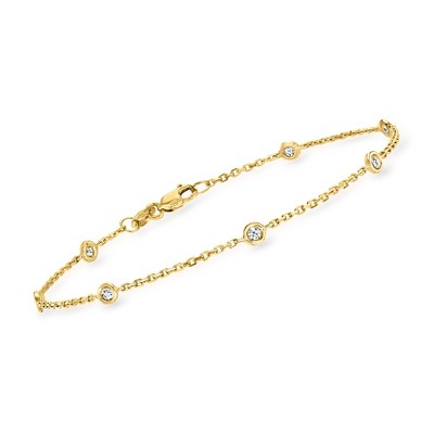 Pure Collection by Ross-Simons 0.20 ct. t.w. Bezel-Set Diamond Station Bracelet in 14kt Yellow Gold