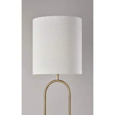 Arcadian Antique Brass Arc Floor Lamp with Off-White Shade
