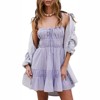 Clotth Women Y2K Spaghetti Strap Mini Dress Summer Solid Color Sleeveless Ruffled Party Dress For Cocktail Beach Club Streetwear - 2 of 4
