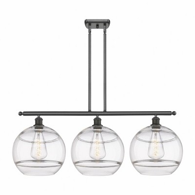 Rochester - 3 Light Stem Hung Island In Industrial Style-13.88 Inches Tall and 38.5 Inches Wide