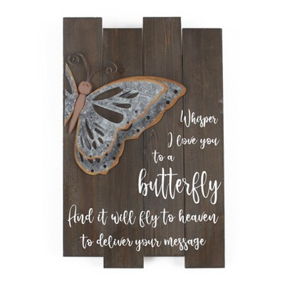 Lakeside Wall Sign with 3D Butterfly, Word Art, Rustic Farmhouse Look