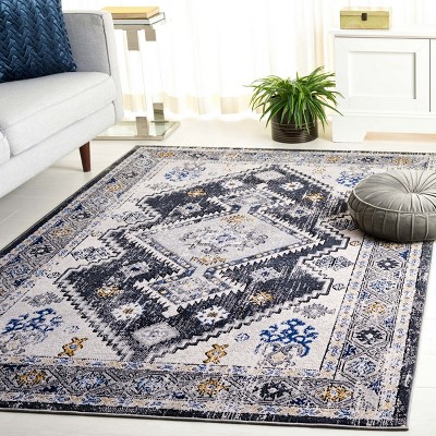 Odyssey ODY858 Power Loomed Indoor Accent Rug - 4'x6' - Dark Grey/Blue Gold - Safavieh