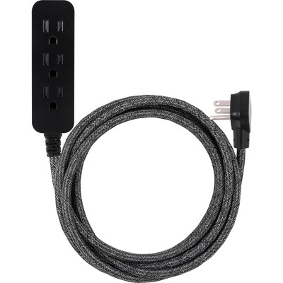 QVS 3 Outlet Power Extension Cord 10 ft. Black - Micro Center