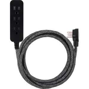 Cordinate 3 Outlet 10' Extension Cord Dark Heather - 1 of 4