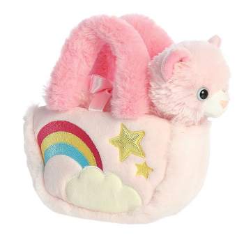 Aurora Small Pastel Rainbow Kitty Fancy Pals Fashionable Stuffed Animal Pink 7"