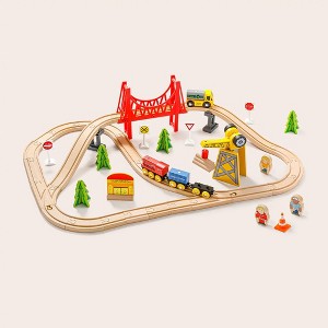 Tiny Land® Wooden Track Trains 55 Pcs - 1 of 4