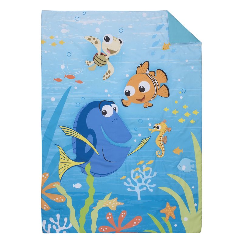 Disney Finding Nemo Aqua, Orange, and Green Let's Explore 4 Piece Toddler Bed Set, 2 of 7
