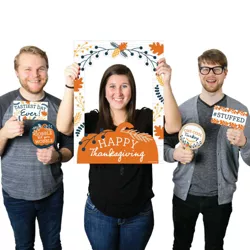 Big Dot of Happiness Happy Thanksgiving - Fall Harvest Party Selfie Photo Booth Picture Frame and Props - Printed on Sturdy Material