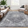 Washable Distressed Floral Print Area Rugs for Bedroom Living Room, Vintage Soft Non Slip Dining Room Carpet - 3 of 4