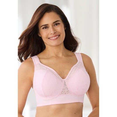 Comfort Choice Women's Plus Size  Full Coverage Lace Overlay Bra