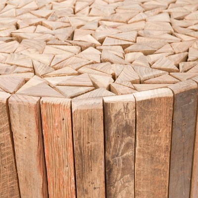 Richmond Round Reclaimed Teak End Table in Medium Oak