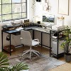 68 inch Gaming Desk with Power Outlet, Reversible L Shaped Desk with Monitor Stand & Storage Shelves, Corner Computer Desk - 2 of 4