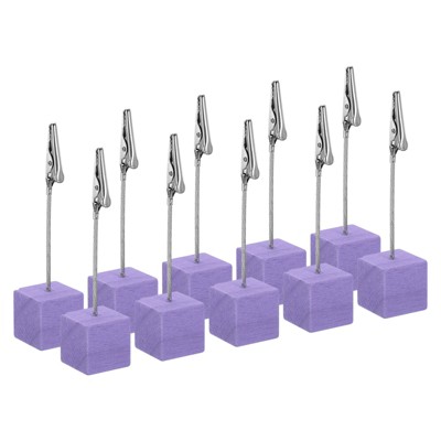 Unique Bargains Wood Base Table Number Memo Clip Place Card Holder 10 Pcs