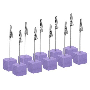 Unique Bargains Wood Base Table Number Memo Clip Place Card Holder 10 Pcs - 1 of 4