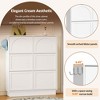 MAYEERTY Modern Elegant Narrow Tipping Bucket Shoe Cabinet, 6 Flip Drawers Adjustable Shelf 3 Silvery Hooks, White - 4 of 4