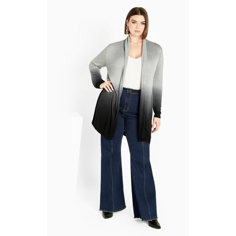 Women's Plus Size Mina Dip Dye Cardigan - grey | AVENUE, 4 of 8