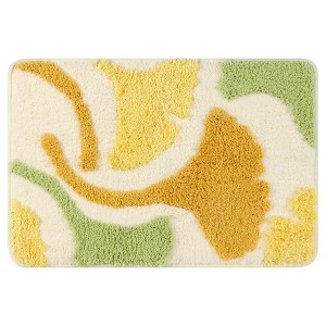 Unique Bargains Soft Non-Slip Thick Shaggy Water Absorbent Botanical Pattern Bath Floor Mat - 1 of 4