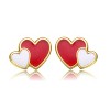 Guili Radiant 14k Gold Plated Red & White Enamel Double Heart Stud Earrings – Romantic, Charming Jewelry with a Sweet, Stylish Design for Any Occasion - 3 of 3