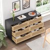 KTMBDW 6 Drawer Dresser for Bedroom, Modern Rattan Dresser, Bedroom Dressers with Drawers, 51" Large Double Wooden Chest of Drawers for Living Room - 2 of 4
