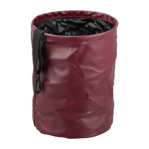Unique Bargains Foldable Faux Leather Car Trash Can Hanging Storage Interior Accessories 7.87"x6.3" - 1 of 4