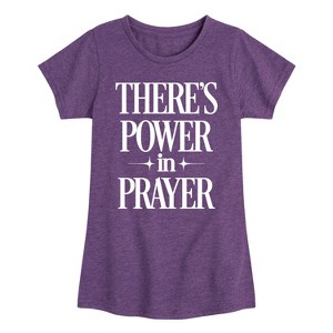 Girls' - Instant Message - Theres Power In Prayer Fitted Short Sleeve Graphic T-Shirt - 1 of 4