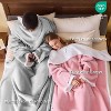 FAAYFIAN Faux Shearlin Wearable Blanket with Sleeves, Full Body TV Wrap Hoodie Blanket with Pocket, One Size for Women & Men, Pink - 3 of 4