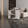 FURNIinspire Coffee Tables Side Table, End Table, Living Room Tables, Sofa Table With 2 Shelves For Living Room, Bedroom, White, 11.8"*23.6"*19.7" - 2 of 4