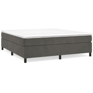 vidaXL Bed Frame Platform Bed Mattress Foundation Bedroom Furniture Velvet - Dark Gray California King 13.8" - 1 of 4