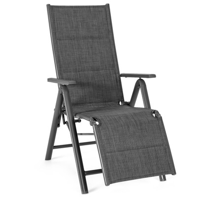 Tangkula Outdoor Cotton padded Lounge Chair Portable Folding