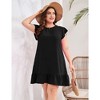 Women's Plus Size Babydoll Mini Dress Flutter Sleeve Flowy Shift Short Dress - 4 of 4