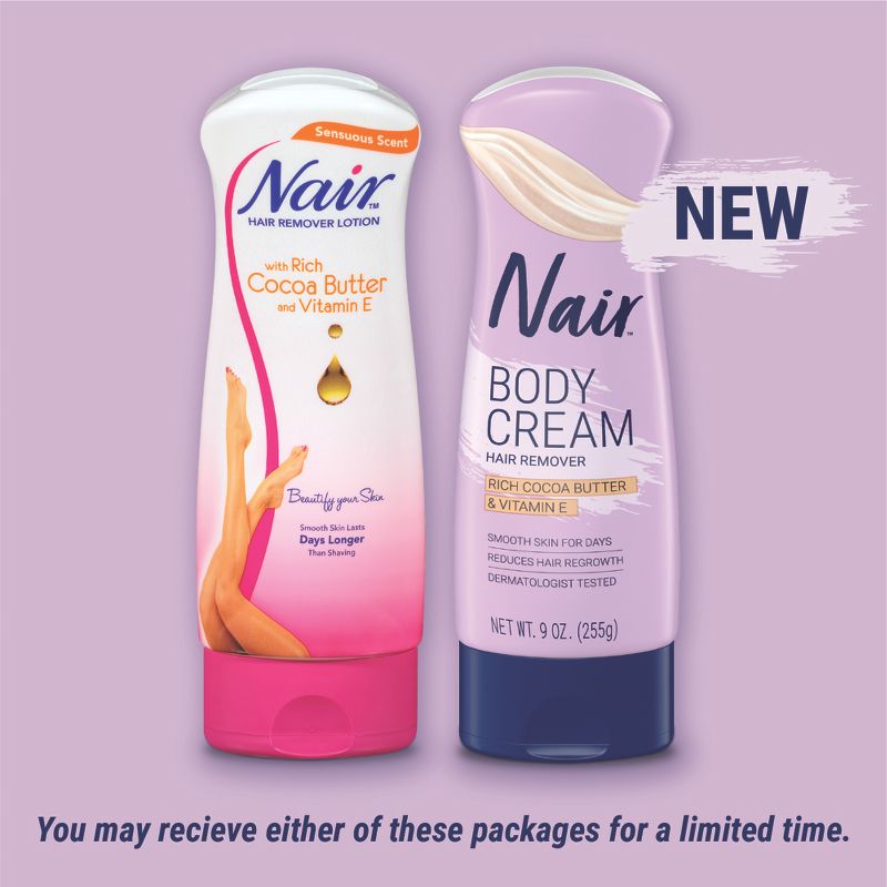 Nair Hair Removal Body Cream, Cocoa Butter and Vitamin E - 9.0oz, 4 of 12