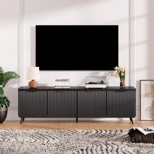 ChicFurnit Decorative Storage Cabinet Wavy Stripe Design with Golden Handles for Modern Living Room, Black, 59.1"*13.8"*17.7" - 1 of 4