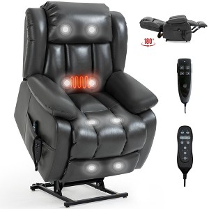 Faux Leather Dual Motor Power Lift Recliner Chair with 8-Point Vibration Massage & Lumbar Heating, Up to 350 lbs - 1 of 4