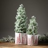 16"H & 11"H Sullivans Artificial Flocked Pine Christmas Tree Set of 2, Green-White, Indoor Christmas Decor - 3 of 3