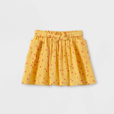 Girls' Tie-Waist Floral Skirt - Cat & Jack™ Yellow XS