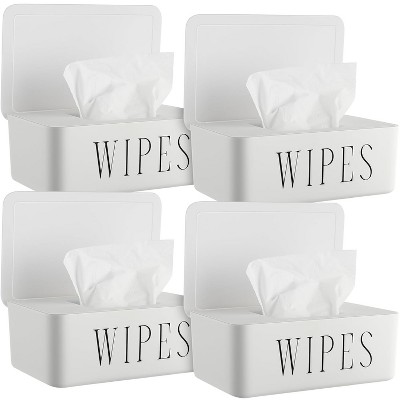 4 Pack Baby Wipes Dispenser Refillable with Lid, Toilet Wipes Container for Bathroom Tissue Paper Storage