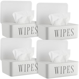 4 Pack Baby Wipes Dispenser Refillable with Lid, Toilet Wipes Container for Bathroom Tissue Paper Storage - 1 of 4
