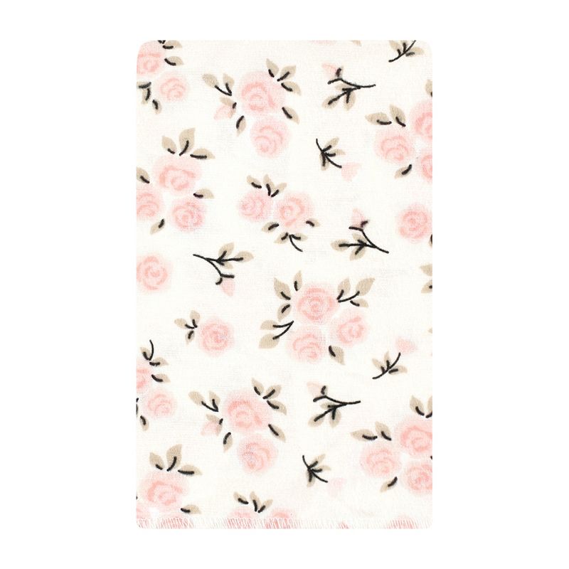 Hudson Baby Infant Girl Cotton Flannel Burp Cloths, Neutral Pink Floral 10 Pack, One Size, 3 of 8