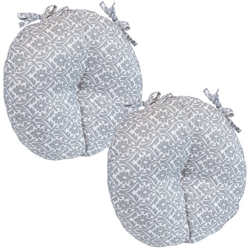 Sunnydaze Set of 2 Tufted Outdoor Seat Cushions - Blue