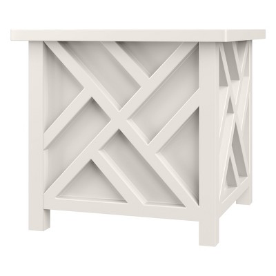 White Polypropylene 15.5-Inch Lattice Design Outdoor Planter Box