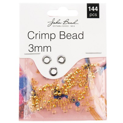 John Bead Must Have Findings Metal Gold 3mm Crimp Beads for Jewelry Making Findings, 144 Pieces
