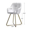 VECELO Modern PU Leather Accent Chair, Vanity Makeup Chair with Gold Metal Frame, Upholstered Armchair for Living Room or Bedroom, White - 3 of 4