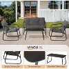 VINGLI 4 Piece Patio Conversation Set, Outdoor Furniture Set with Glass Coffee Table & Comfortable Cushion, Grey - 2 of 4