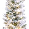 National Tree Company 6' Pencil Slim Flocked Nooksack Fir Artificial Christmas Tree Warm White LED Lights - 3 of 3