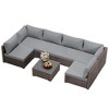 UPHA 7-Piece Brown Rattan Patio Sofa Conversation Set with Cushions - 2 of 4