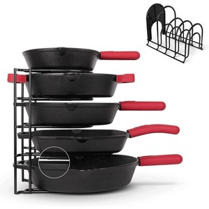 LunaLulinlk 5-Tier Pan Rack Silicone Coated Cookware Organizer for Cast Iron Skillets and Pots, 12.2" Black - 1 of 4
