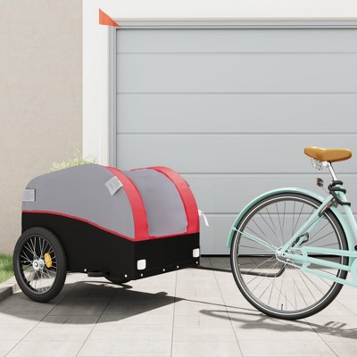 VidaXL Bike Trailer Black and Red 99.2 lb Iron