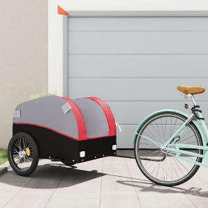 VidaXL Bike Trailer Black and Red 99.2 lb Iron - 1 of 4