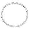 Black Bow Jewelry 4mm, Sterling Silver, Pave Flat Figaro Chain Bracelet - 3 of 4